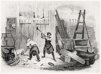 Il ruotaio, da Il libro dei mestieri, inciso da J. Miller